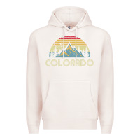 Pale Pink Colorado Retro Vintage Mountains Nature Hiking Premium Hoodie - minhPixels