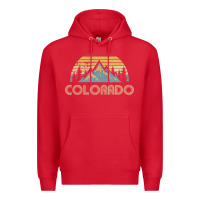 Red Colorado Retro Vintage Mountains Nature Hiking Premium Hoodie - minhPixels