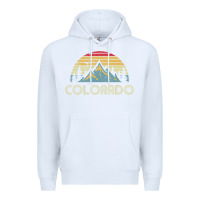 White Colorado Retro Vintage Mountains Nature Hiking Premium Hoodie - minhPixels
