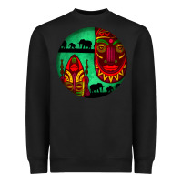 Black african masks round earrings 3 Heavyweight Sweatshirt - BundleAndBundleShop