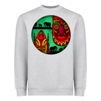 Heather Grey african masks round earrings 3 Heavyweight Sweatshirt - BundleAndBundleShop