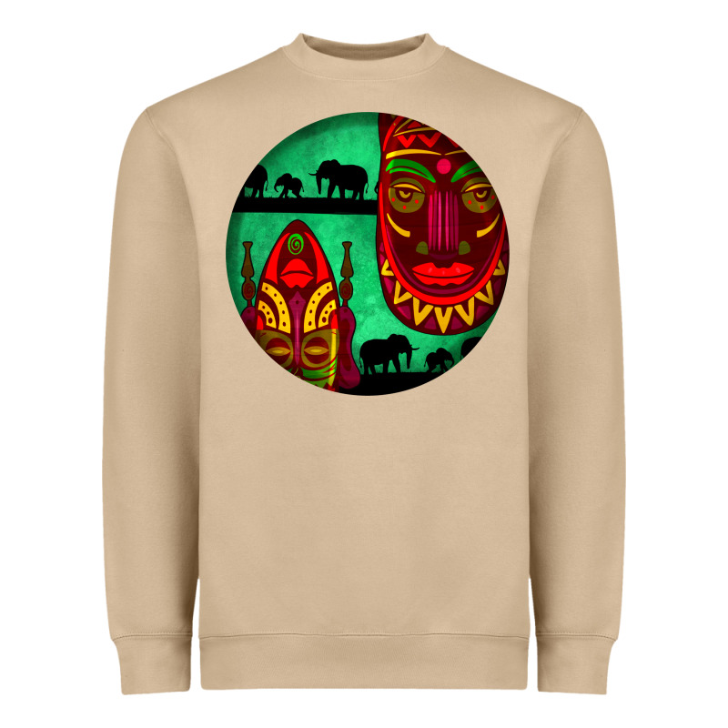 African Masks Round Earrings 3 Heavyweight Sweatshirt by BundleAndBundleShop | Teevron