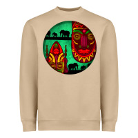 Mushroom african masks round earrings 3 Heavyweight Sweatshirt - BundleAndBundleShop