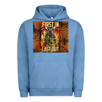 Pigment Pebble Blue first in last out firefighter Urban Hoodie - AdoDesignShop