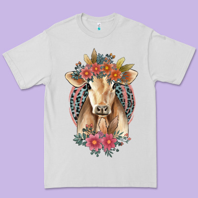 Flower Cow Premium Tee Designed By Jasminsmagicworld