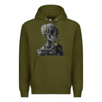 Army Green Vincent Van Gogh Skull of a SkeletonVintage Halloween Skull Premium Hoodie - minhPixels