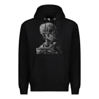 Black Vincent Van Gogh Skull of a SkeletonVintage Halloween Skull Premium Hoodie - minhPixels
