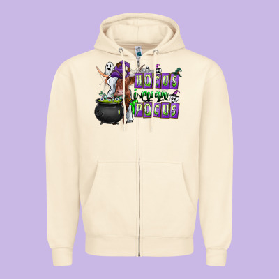 Hocus I Mean Pocus Zipper Hoodie Designed By Cowhidedigitalart