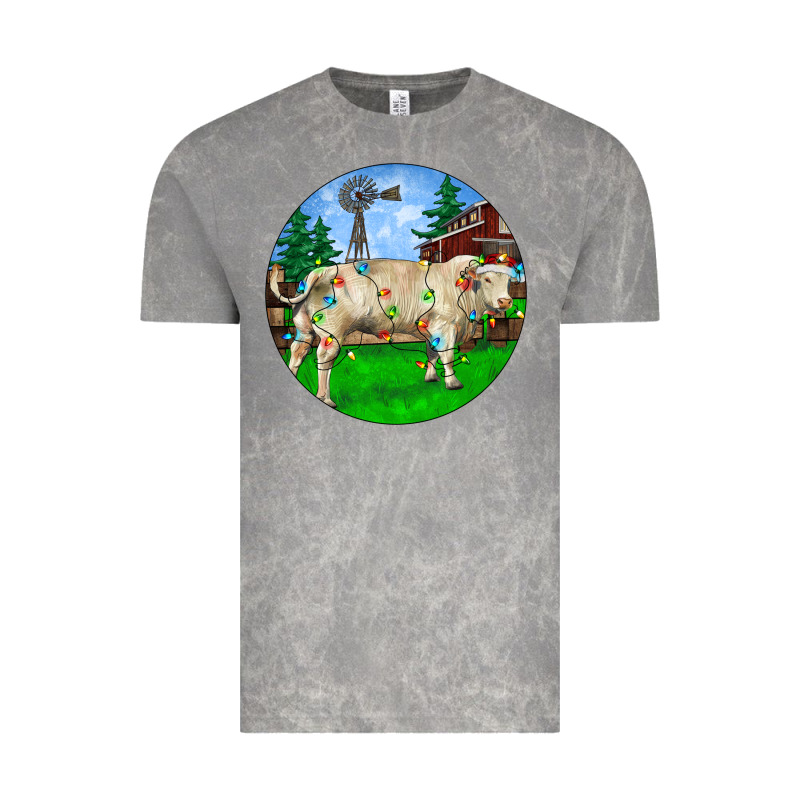 Christmas Charolais Bull And Barnyard Vintage Tee by RanaPortraitStore | Teevron