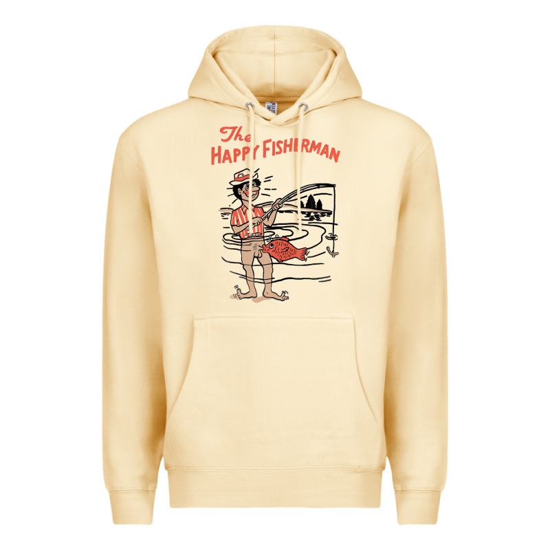 Vintage The Happy Fisherman 2022 Fishing Mens Kids Premium Hoodie by minhPixels | Teevron