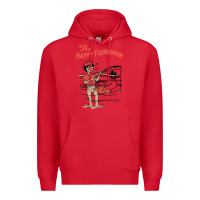 Red Vintage The Happy Fisherman 2022 Fishing Mens Kids Premium Hoodie - minhPixels