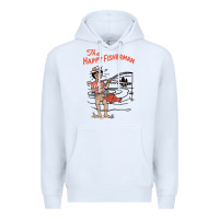 White Vintage The Happy Fisherman 2022 Fishing Mens Kids Premium Hoodie - minhPixels