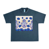 Midnight Navy evil eyes with white wooden pattern Urban Heavy Tee - TumblerDesignByShophia