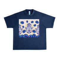 Navy evil eyes with white wooden pattern Urban Heavy Tee - TumblerDesignByShophia