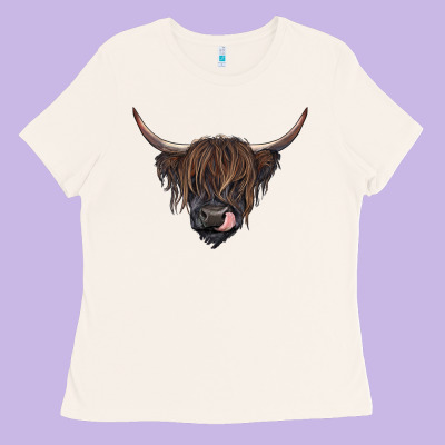 Black Highland Cow Ladies Tee Designed By Ranaportraitstore