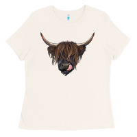 Bone black highland cow Ladies Tee - RanaPortraitStore