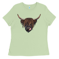 Matcha black highland cow Ladies Tee - RanaPortraitStore