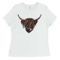 White black highland cow Ladies Tee - RanaPortraitStore