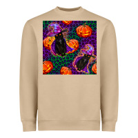 Mushroom witchy cat and pumpkins seamless paternal Heavyweight Sweatshirt - BundleAndBundleShop