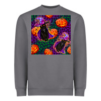 Storm witchy cat and pumpkins seamless paternal Heavyweight Sweatshirt - BundleAndBundleShop