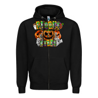 Black Spooky Vibes Zipper Hoodie - CowhideDigitalArt