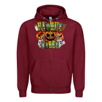Burgundy Spooky Vibes Zipper Hoodie - CowhideDigitalArt