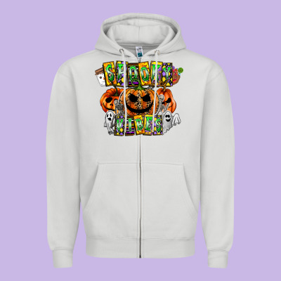 Spooky Vibes Zipper Hoodie Designed By Cowhidedigitalart