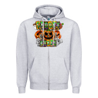 Heather Grey Spooky Vibes Zipper Hoodie - CowhideDigitalArt