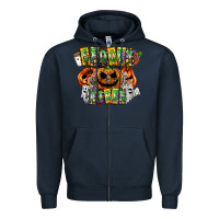 Navy Spooky Vibes Zipper Hoodie - CowhideDigitalArt