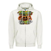 Oatmeal Heather Spooky Vibes Zipper Hoodie - CowhideDigitalArt
