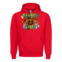 Red Spooky Vibes Zipper Hoodie - CowhideDigitalArt