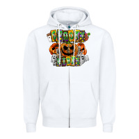 White Spooky Vibes Zipper Hoodie - CowhideDigitalArt