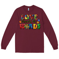 Burgundy Love needs no words Long Sleeve Tee - CowGirlArtShop