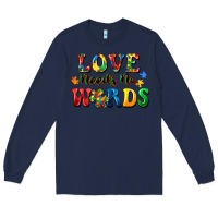 Navy Love needs no words Long Sleeve Tee - CowGirlArtShop