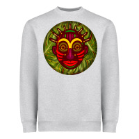 Heather Grey african masks round earrings 4 Heavyweight Sweatshirt - BundleAndBundleShop