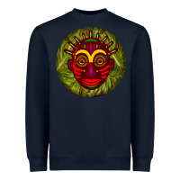 Navy african masks round earrings 4 Heavyweight Sweatshirt - BundleAndBundleShop