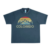 Midnight Navy Colorado Retro Vintage Mountains Nature Hiking Urban Heavy Tee - minhPixels