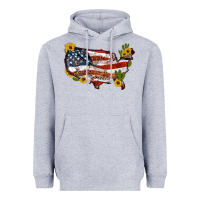 Heather Grey usa map with sunflower and cactus Heavyweight Hoodie - Artiststas
