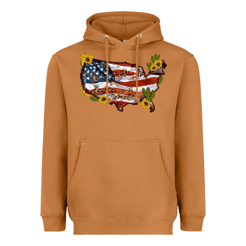 Usa Map With Sunflower And Cactus Heavyweight Hoodie by Artiststas | Teevron