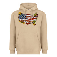 Mushroom usa map with sunflower and cactus Heavyweight Hoodie - Artiststas