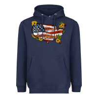 Navy usa map with sunflower and cactus Heavyweight Hoodie - Artiststas