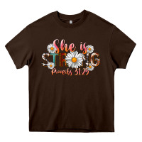 Chocolate Brown Western She Is Strong Heavy Core Tee - LillyAllenDesigns