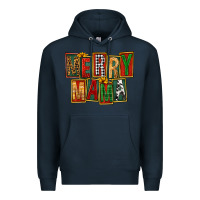 Navy merry mama Premium Hoodie - FaDigitalArtStudio
