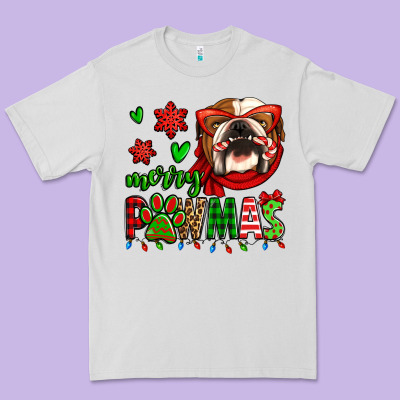 Merry Pawmas Christmas Bulldog Premium Tee Designed By Jasminsmagicworld