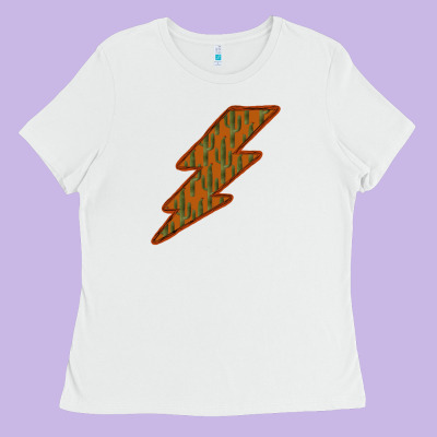 Western Cactus Lightning Orange Background Ladies Tee Designed By Bettercallsaul