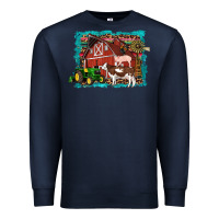 Navy farm life tractor cow pig rooster Premium Sweatshirt - Artiststas