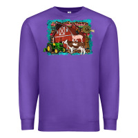 Purple farm life tractor cow pig rooster Premium Sweatshirt - Artiststas