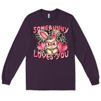 Plum Somebunny loves you Easter Day Long Sleeve Tee - CowGirlArtShop