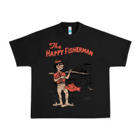 Black Vintage The Happy Fisherman 2022 Fishing Mens Kids Urban Heavy Tee - minhPixels