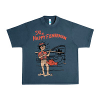 Midnight Navy Vintage The Happy Fisherman 2022 Fishing Mens Kids Urban Heavy Tee - minhPixels